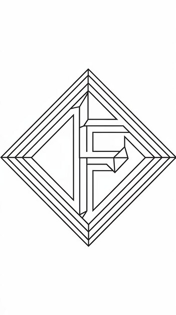 Simple F letter rombus logo linear sign vector design