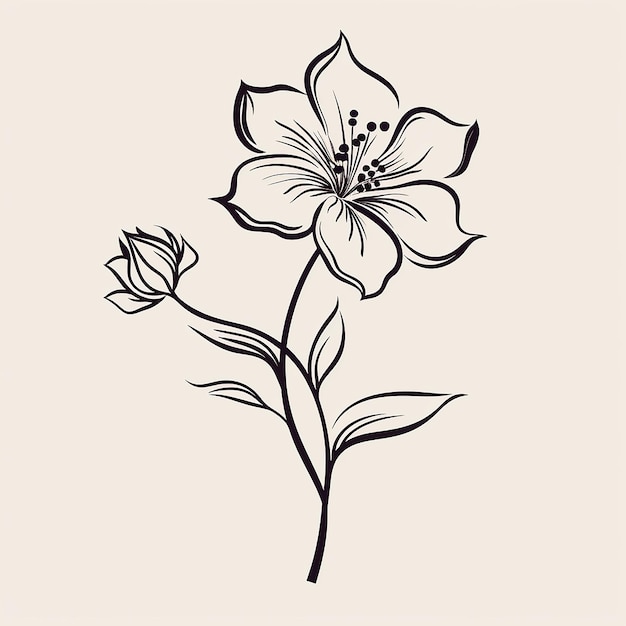 Simple Flower Clip Art SVG Vector Line Art