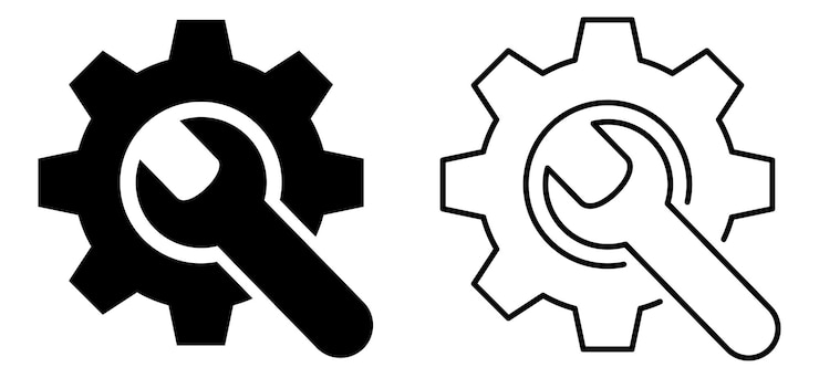 Simple wrench and gear icon