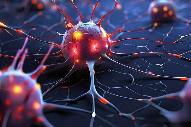 Sinapsi cerebrali Vista ravvicinata che mostra le connessioni neurali concetti sanitari e scientifici