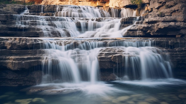 Sinfonia a cascata con intelligenza artificiale generativa che cattura il flusso aggraziato delle cascate