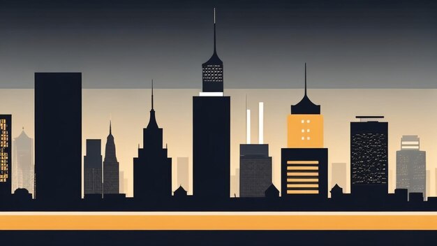 Sinfonia delle luci della città Panorama urbano Paesaggio urbano Skyline con silhouette di edifici sorprendenti