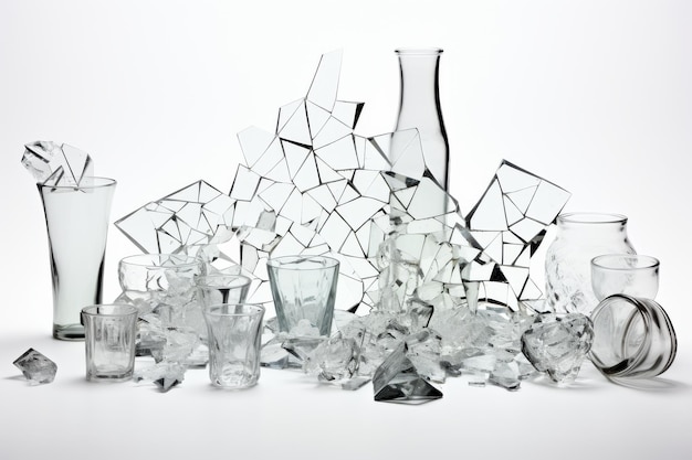 Sinfonia elegante Un'armonica raccolta di vasi e bicchieri di vetro su una superficie bianca o trasparente PNG sfondo trasparente