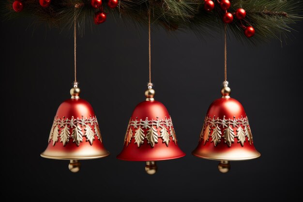 Sinfonia scintillante Tre campane di Natale Adornare l'albero su una superficie bianca o trasparente PNG sfondo trasparente