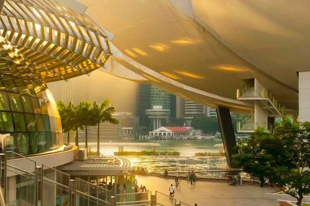 SINGAPORE 08 gennaio 2014 Paesaggio urbano di Singapore Marina Bay vista