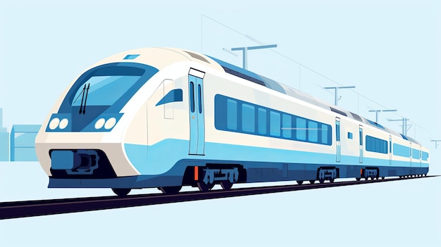 Singola illustrazione flatflat del carrello ferroviario ad alta velocità AI generativo