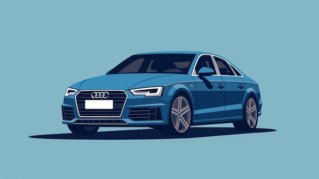 Singola illustrazione piana del fumetto di Audi A4 Generativo ai