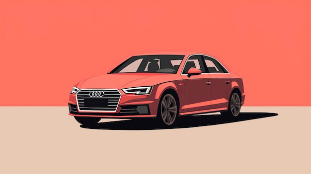 Singola illustrazione piana del fumetto di Audi A4 Generativo ai