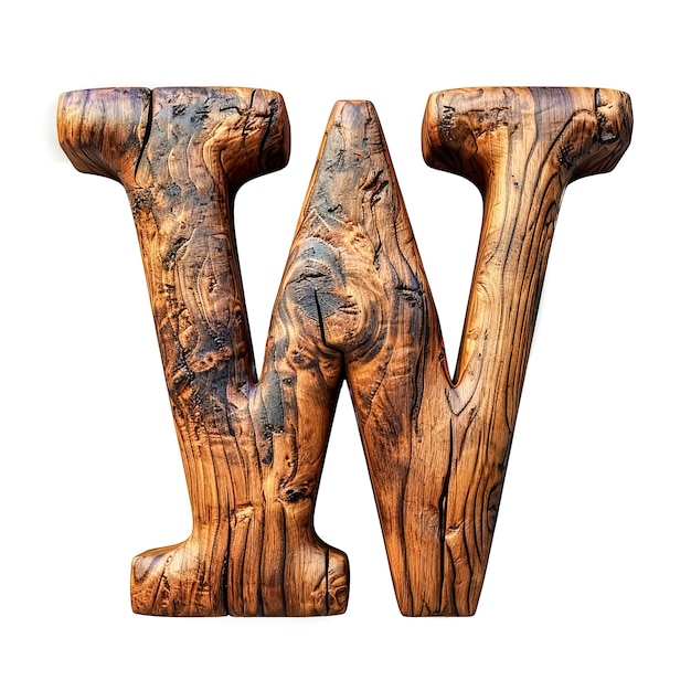 Singola lettera di legno " w " isolata su sfondo bianco