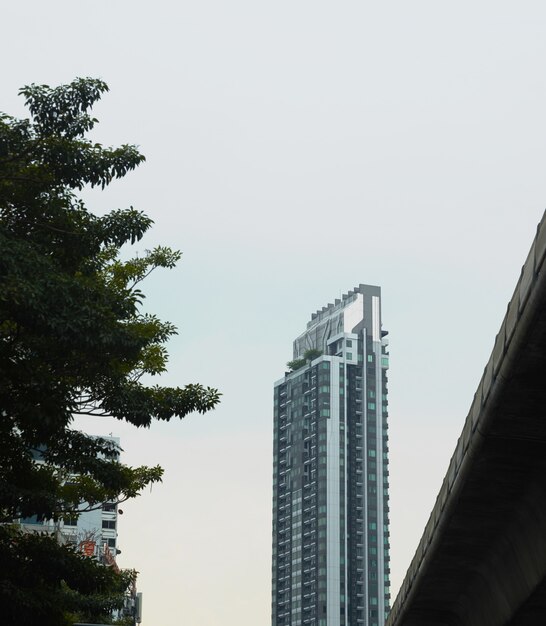 Singolo edificio alto con sky train track