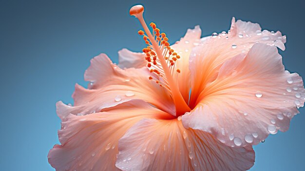 Singolo fiore di ibisco Macro Peach per lo sfondo