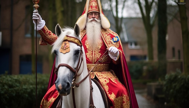 Sinterklaas op zijn paard in galoppo