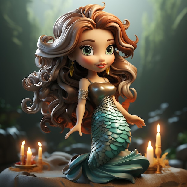 Sirena di cartoni animati 3D