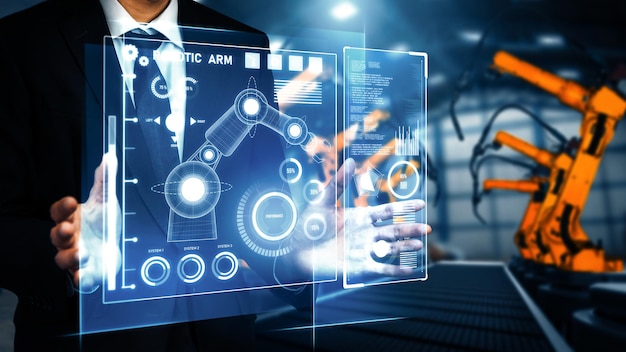 Sistema avanzato di bracci robotici Xai per l'industria digitale e la tecnologia robotica di fabbrica