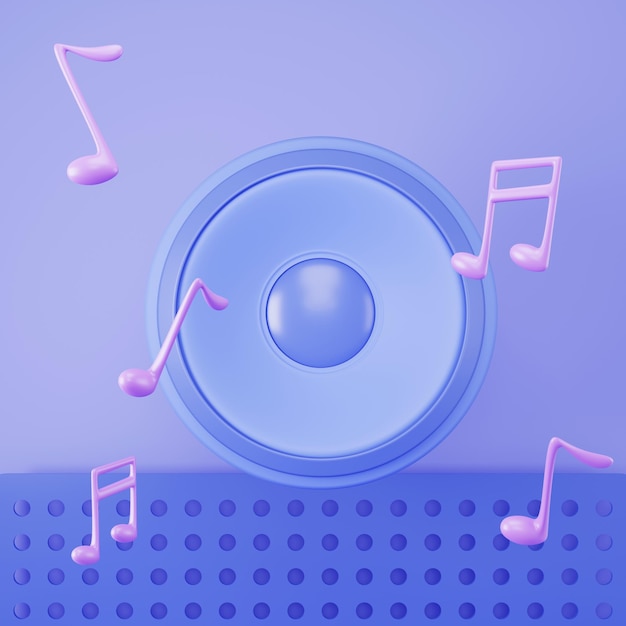 Sistema di altoparlanti audio Illustrazione 3d realistica