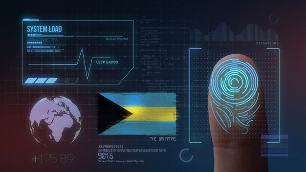 Sistema di identificazione biometrico a scansione di impronte digitali. La nazionalità delle Bahamas