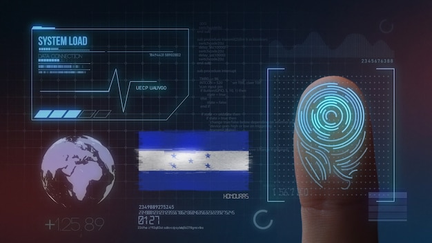 Sistema di identificazione biometrico a scansione di impronte digitali. Nazionalità dell&#39;Honduras