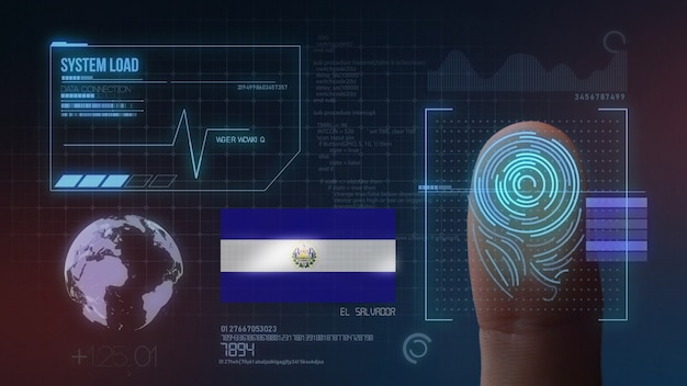 Sistema di identificazione biometrico a scansione di impronte digitali. Nazionalità di El Salvador