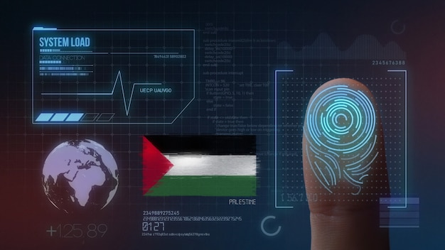 Sistema di identificazione biometrico a scansione di impronte digitali. Nazionalità palestinese