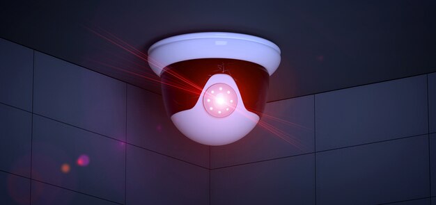 Sistema di telecamere CCTV di sicurezza - rendering 3d