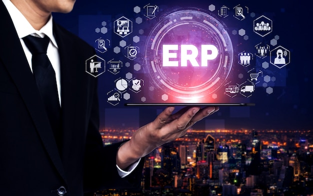 Sistema software ERP Enterprise Resource Management per il piano delle risorse aziendali