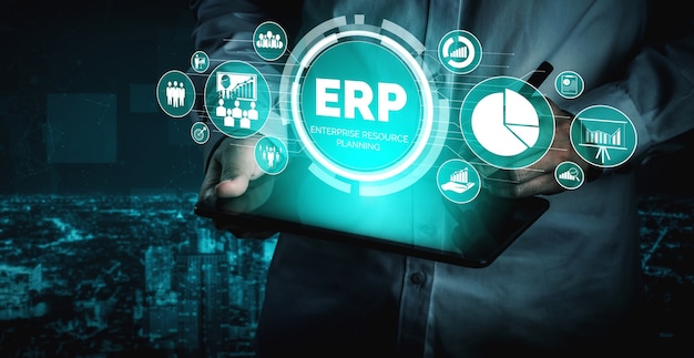 Sistema software ERP Enterprise Resource Management per piano risorse aziendali