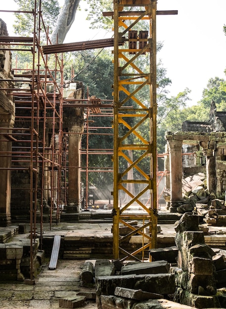 Sito archeologico e ristrutturazione nel tempio Angkor Wat Cambogia di Ta Prohm