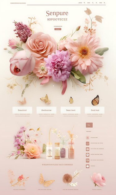 Sito web di Boutique Womens Fragrance Store Soft Pastel Colors and Flora Layout Design Concept Idea