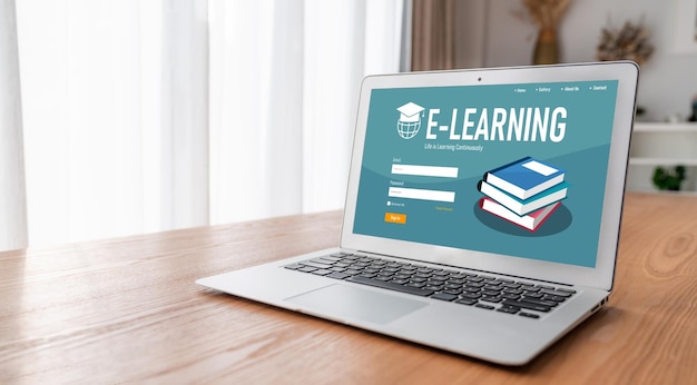 Sito web di e-learning con software moderno per consentire agli studenti di studiare online sulla rete Internet