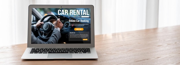 sito web di noleggio auto sullo schermo del computer per turisti per noleggiare un'auto per comodità