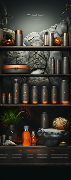 Sito web di prodotti per la cura dei capelli per uomini Toni terrestri Tema di colore con un'idea di design di layout C