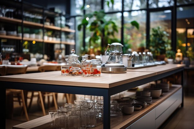 Situazione di cucina moderna con sfondo sfocato fotografia pubblicitaria professionale