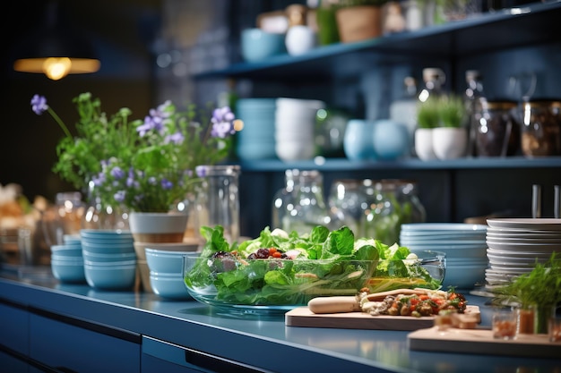 Situazione in cucina con sfondo sfocato Fotografia professionale pubblicitaria