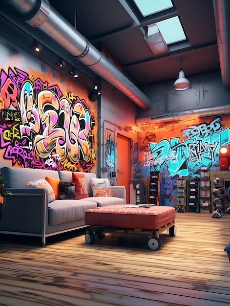 Skate Park Room Skatepark Color Theme Skateboard Display Gra Creative Live Stream Idea di sfondo