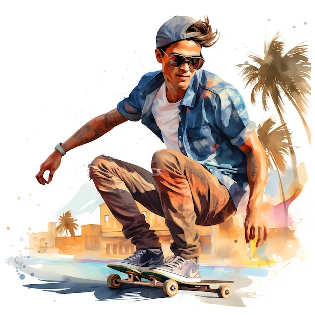 Skater Clipart sulla spiaggia