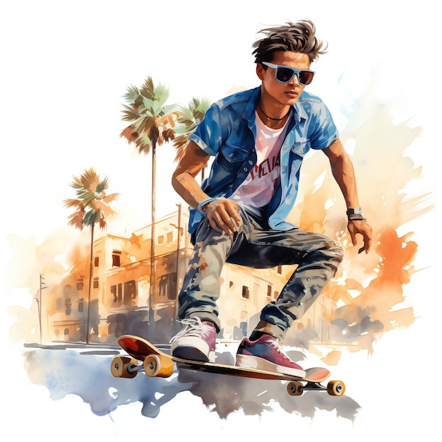 Skater Clipart sulla spiaggia