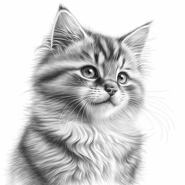 Sketch del gatto siberiano maestoso Pagina da colorare Illustrazione artistica del gatto