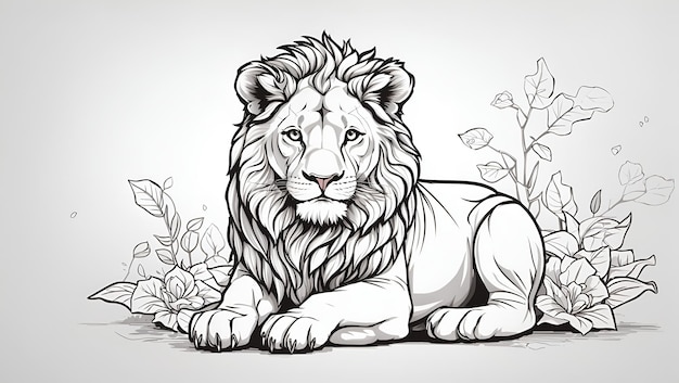 Sketch di leone su sfondo bianco e nero