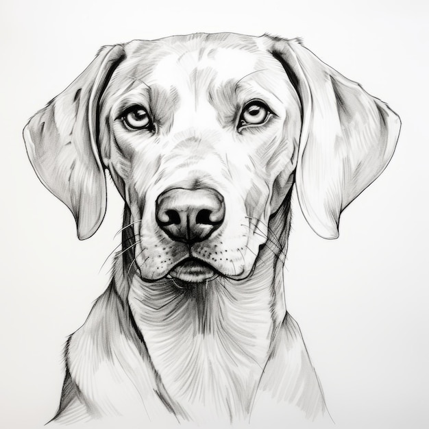 Sketch minimalista in linea nera dell'arte di un cane Weimaraner