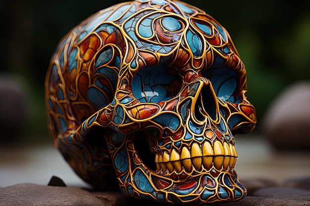 Skull Gaudi ispirato illustrazione generativa ai