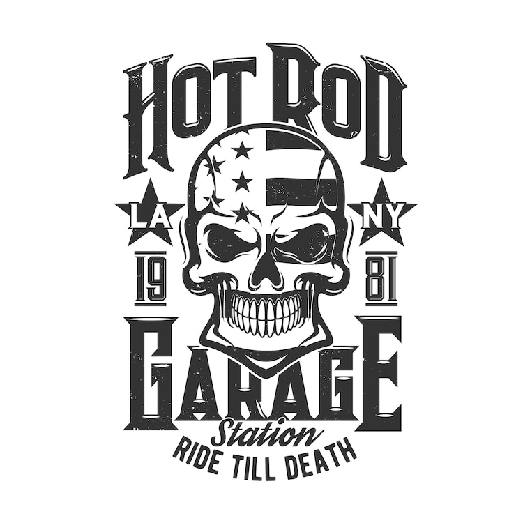 Photo skull with flag of usa tshirt print mockup