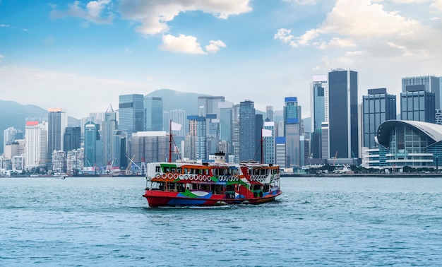 Skyline della città di Hong Kong e paesaggio architettonico