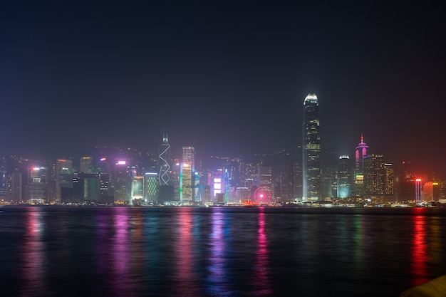 Skyline della città di Hong Kong Symphony Of Lights Panorama Landmark skyscraper