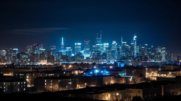 skyline della città di notte in centro generato ai