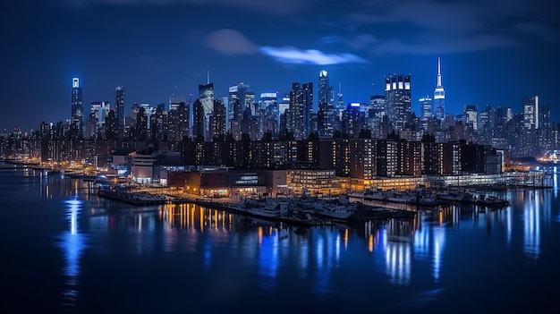 skyline della città di notte in centro generato ai