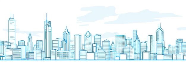 Skyline della città moderna con illustrazione in tonalità blu