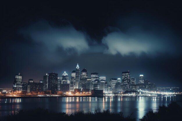 Skyline della città notte Genera Ai