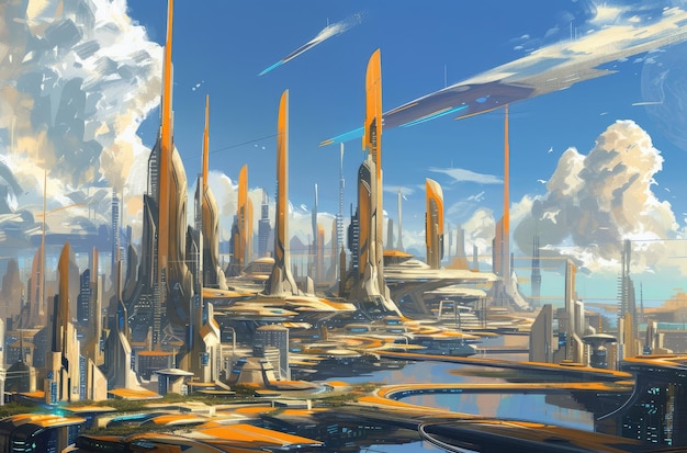 Skyline futuristico con progettazione architettonica avanzata