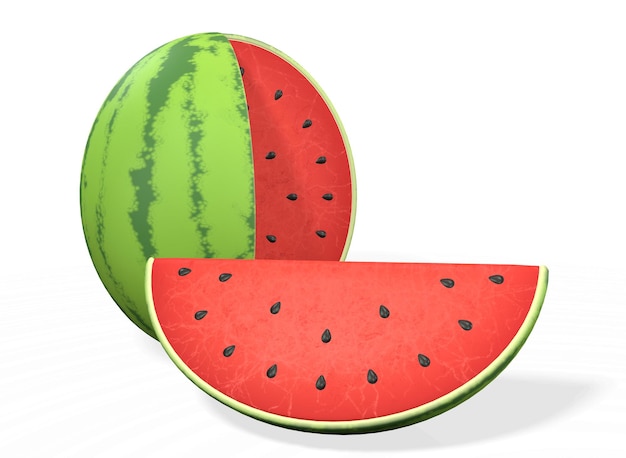 Slices of watermelon on white background 3drendring