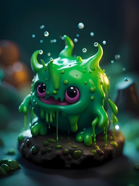 Slime monster 3d illustrazione di personaggi dei cartoni animati